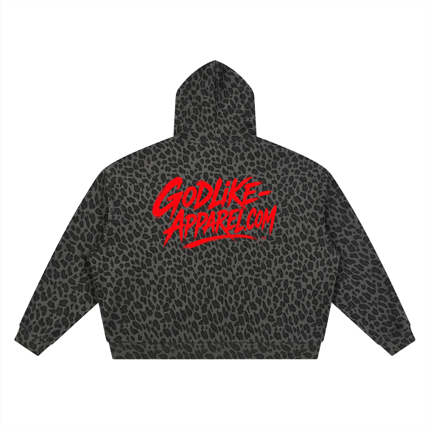 GLK Unisex Leopard Print Waffle Full Zip Hoodie
