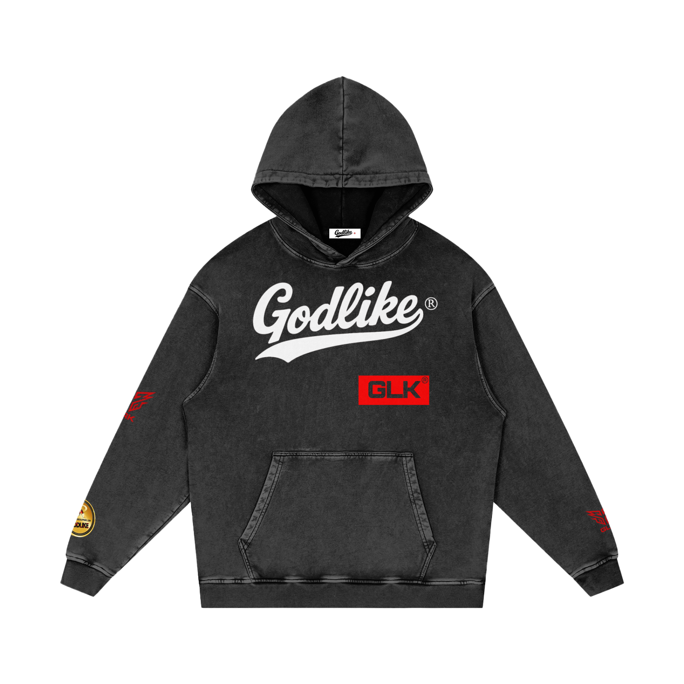 GLK NEW LOGO Snow Washed Loose Cotton Hoodie
