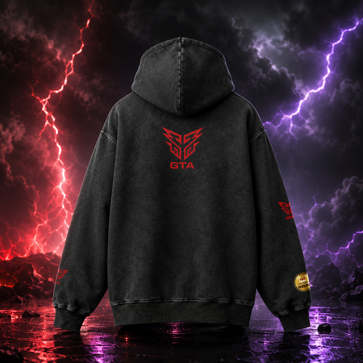 GLK NEW LOGO Snow Washed Loose Cotton Hoodie