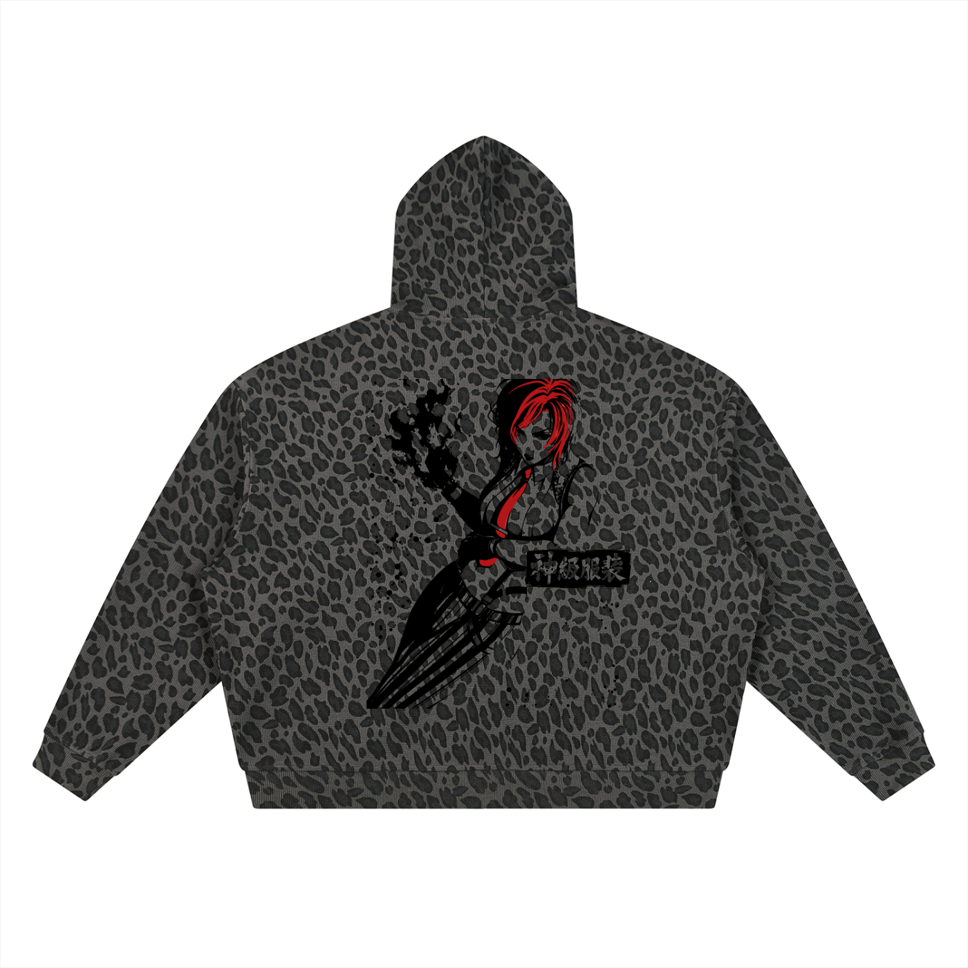 SRK X GTA X GLA Unisex Leopard Print Waffle Full Zip Hoodie