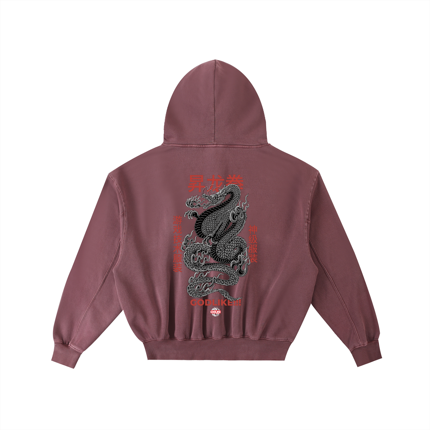 GLA GRAPHIC Frayed Enzyme Washed Fleece Hoodie