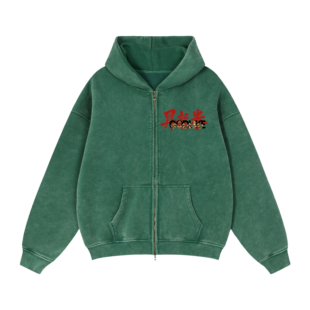 GLA Zip-Through Boxy Fleece Hoodie