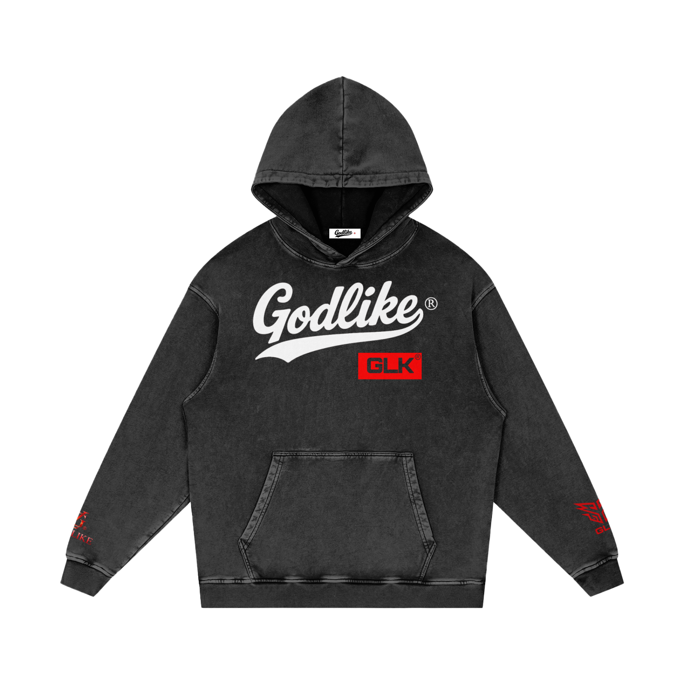 GLK NEW LOGO Snow Washed Loose Cotton Hoodie