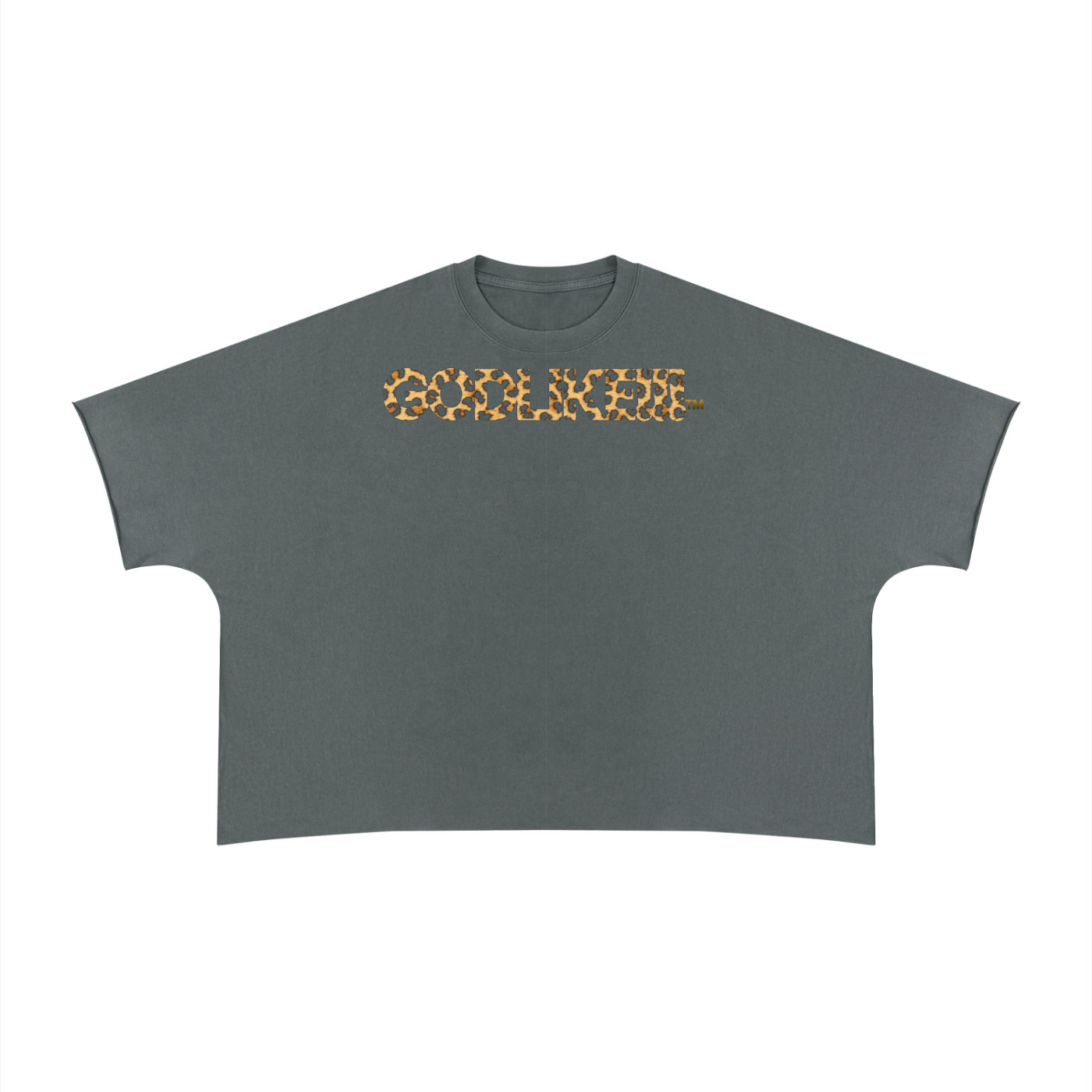 GodLike leopard print Unisex Heavyweight Boxy Raw Edge T-Shirt