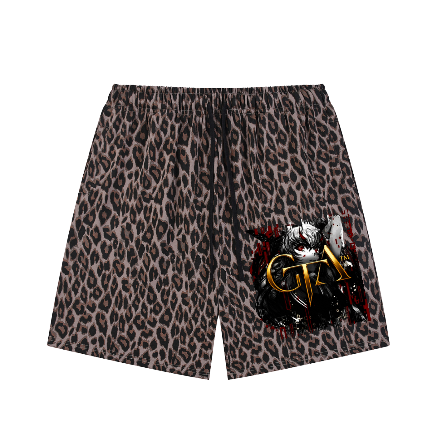 GTA Unisex Heavyweight Leopard Drawstring Shorts
