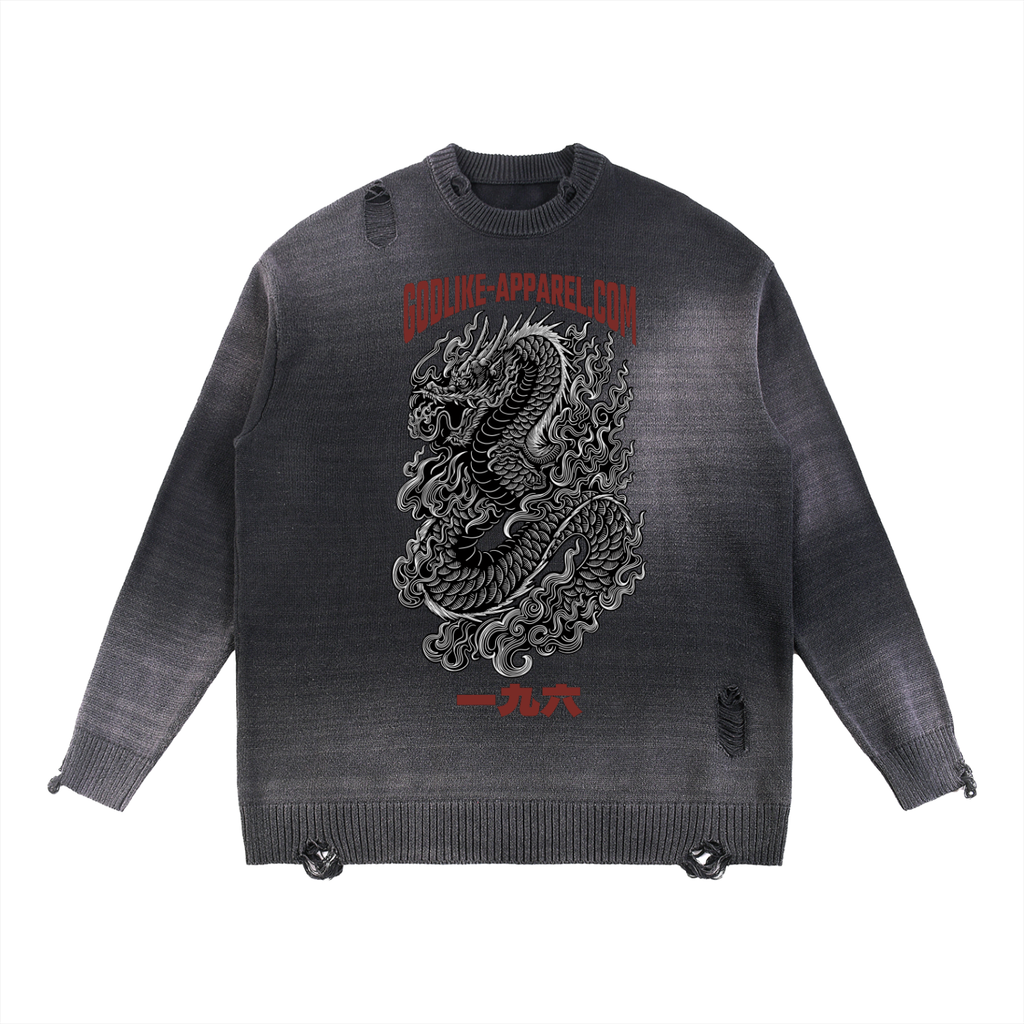 Sun Fade Distressed Ripped Crewneck sweater