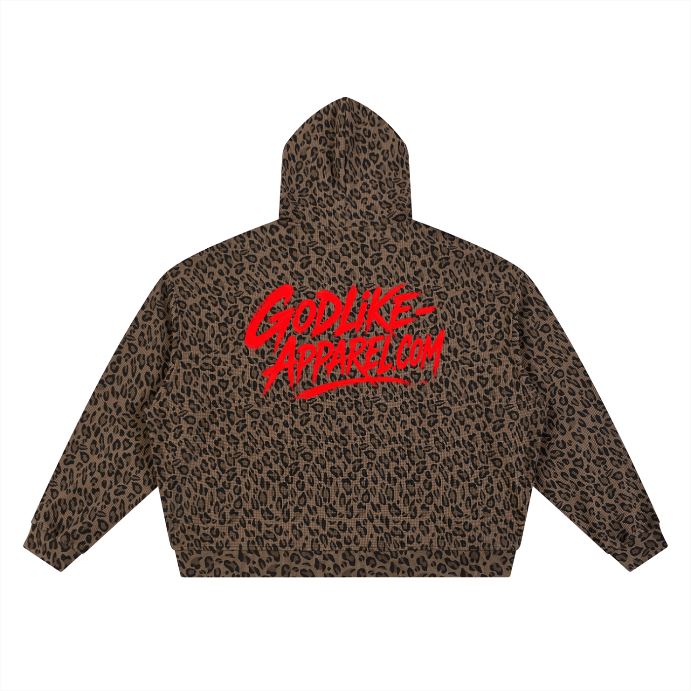 GLK Unisex Leopard Print Waffle Full Zip Hoodie