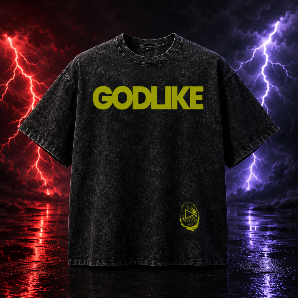 GODLIKE OG Logo Snow Washed Oversized Cotton T-Shirt – Black Edition