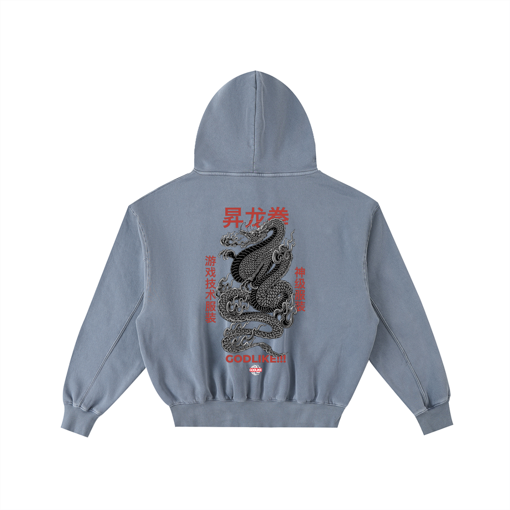 GLA GRAPHIC Frayed Enzyme Washed Fleece Hoodie
