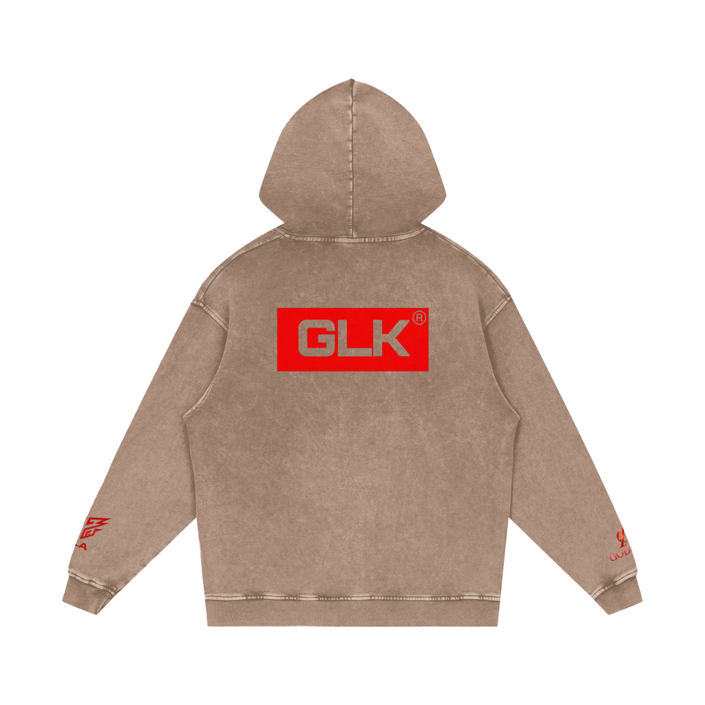 GLK NEW LOGO Snow Washed Loose Cotton Hoodie