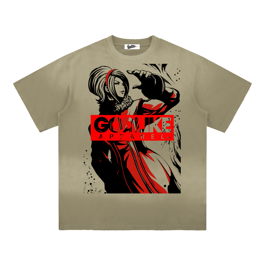 GLA Print Sun Fade Hand-Frayed Cotton T-Shirt