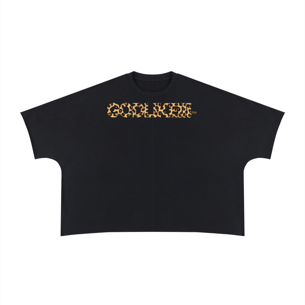 GodLike leopard print Unisex Heavyweight Boxy Raw Edge T-Shirt