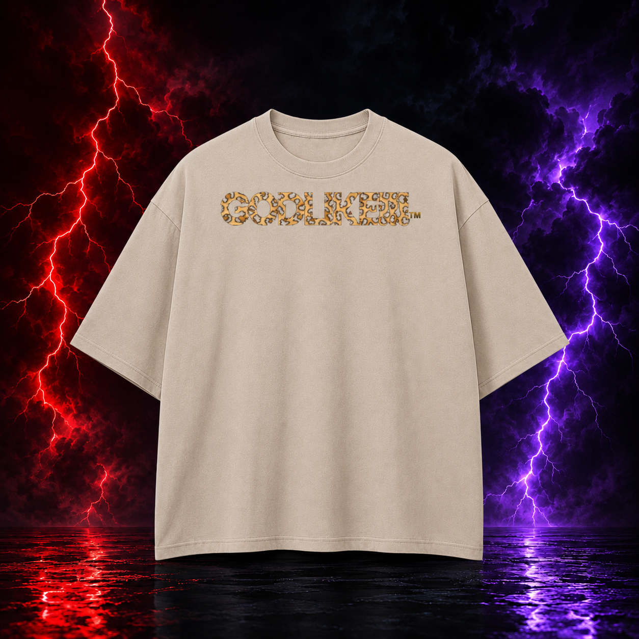 GodLike leopard print Unisex Heavyweight Boxy Raw Edge T-Shirt