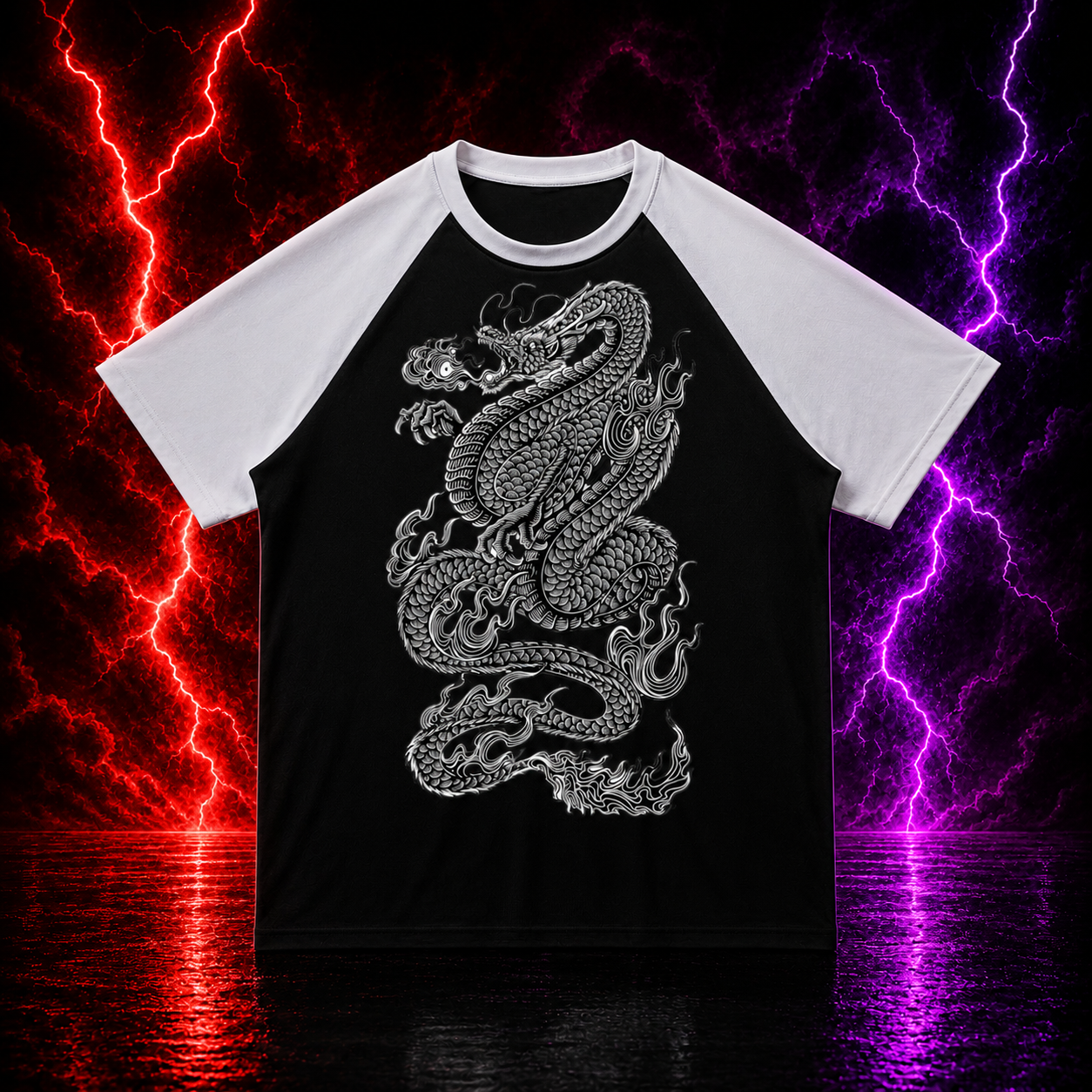 Contrast Raglan Sleeve Mesh T-Shirt – Dragon Flow