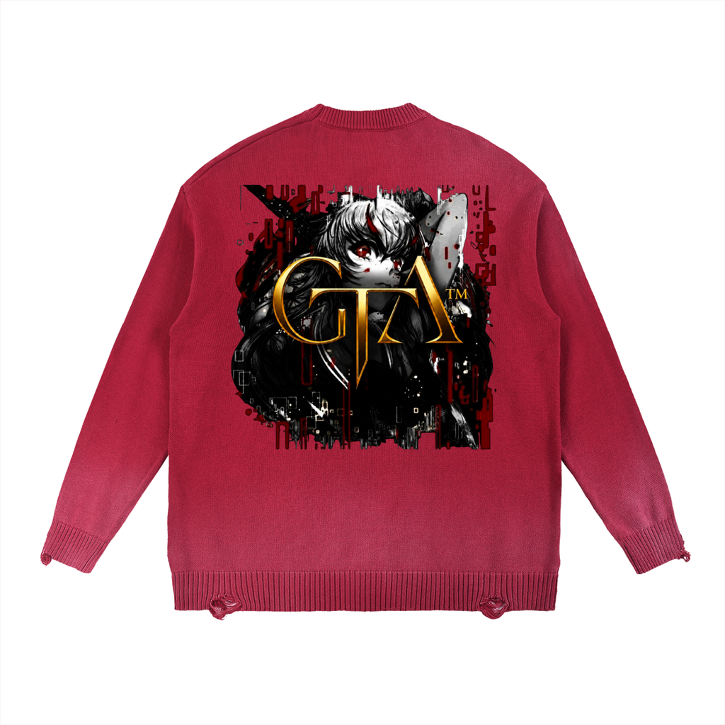 Sun Fade Distressed Ripped Crewneck sweater