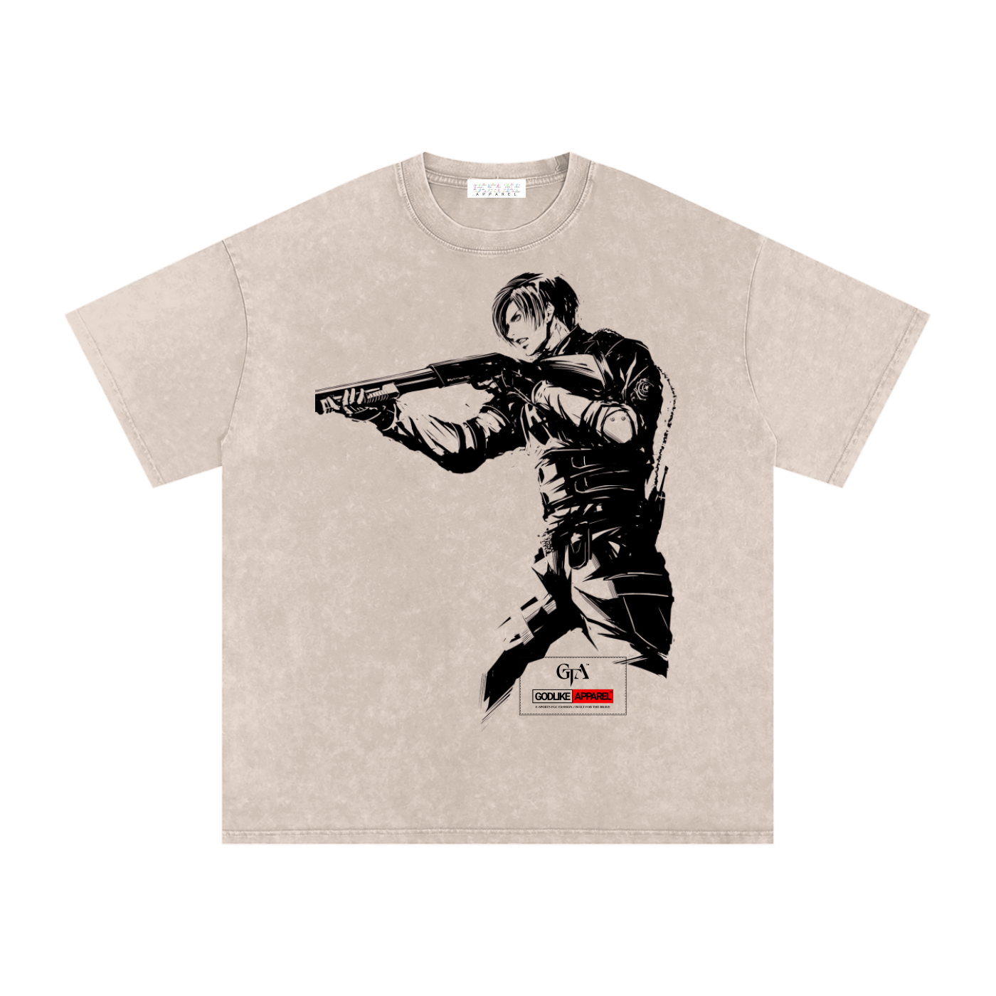 GODLIKE-APPAREL Snow Washed Oversized Tee – Beige Lightning Esports Fashion Edition