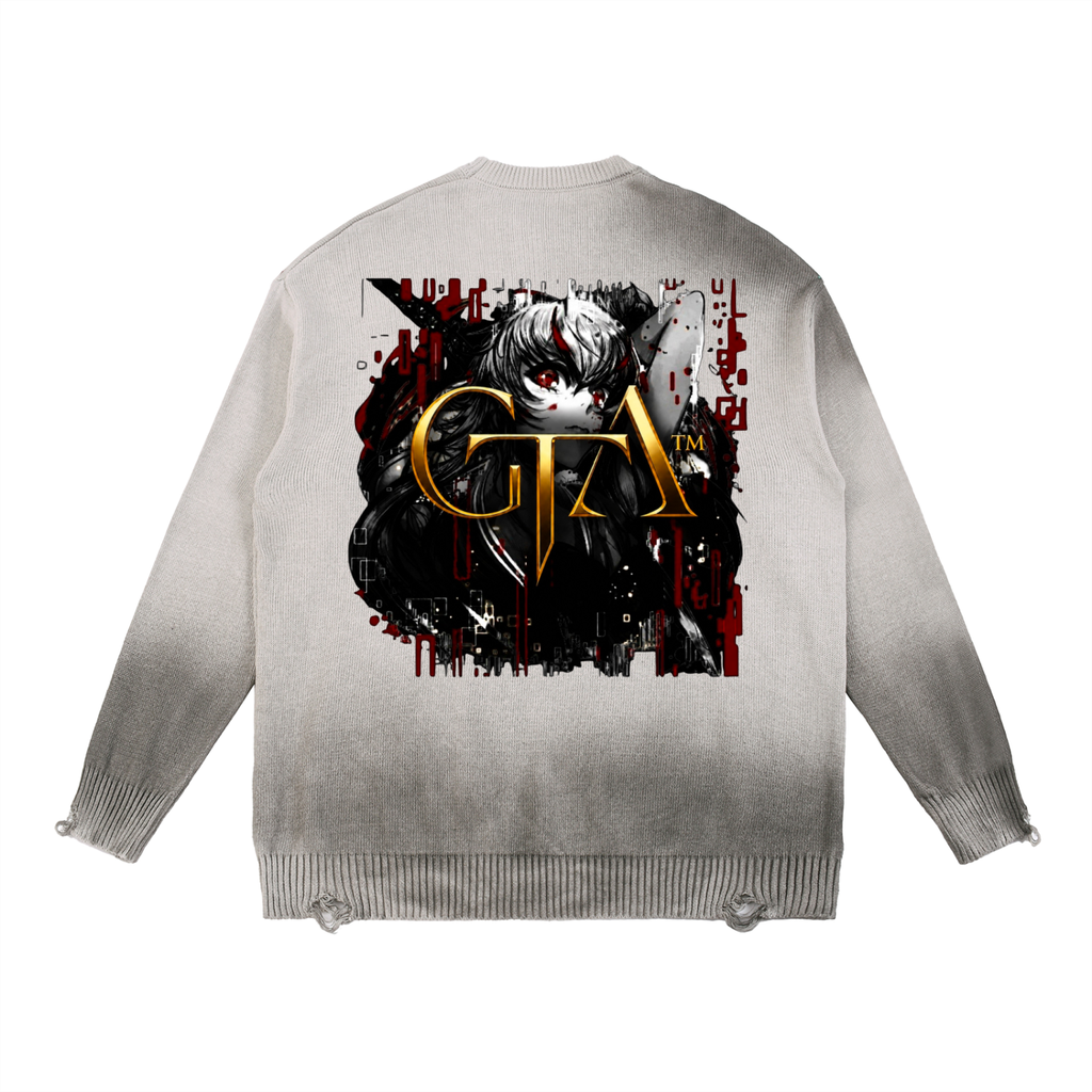 Sun Fade Distressed Ripped Crewneck sweater