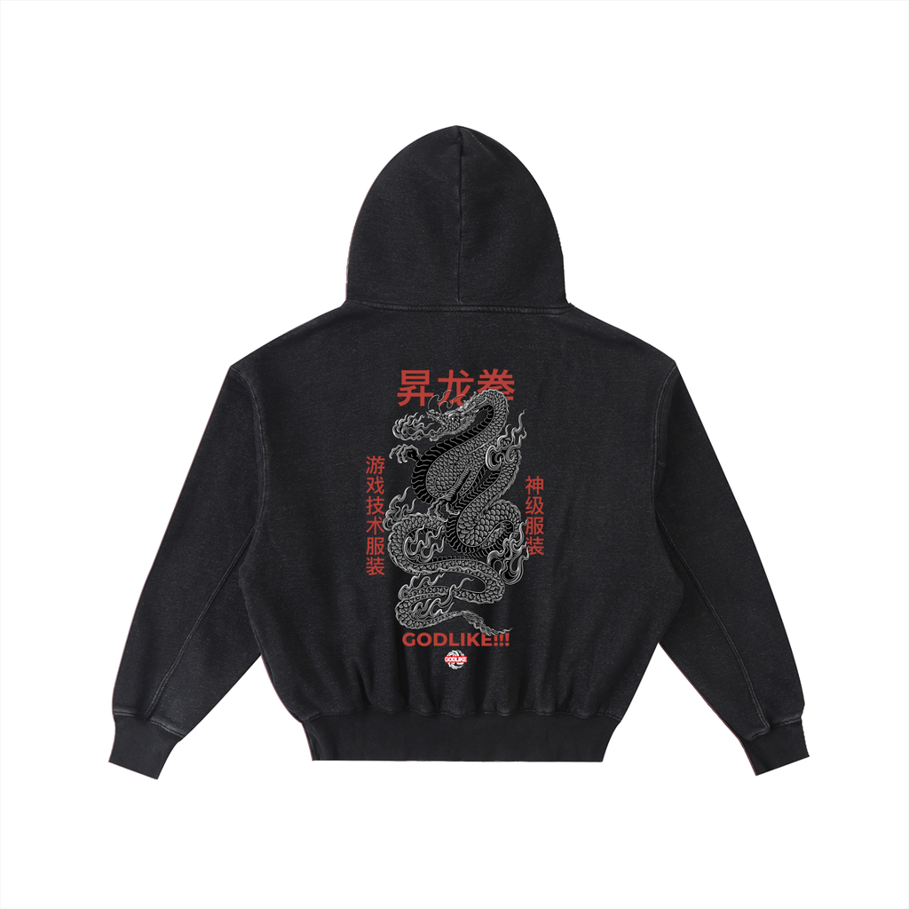 GLA GRAPHIC Frayed Enzyme Washed Fleece Hoodie