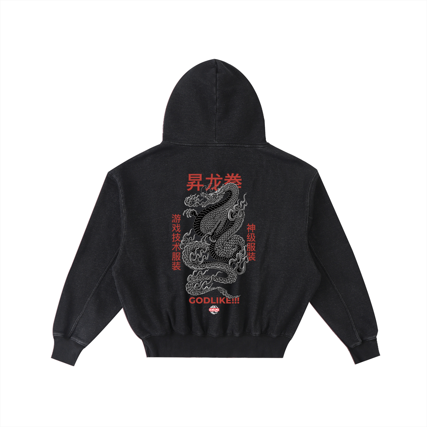 GLA GRAPHIC Frayed Enzyme Washed Fleece Hoodie