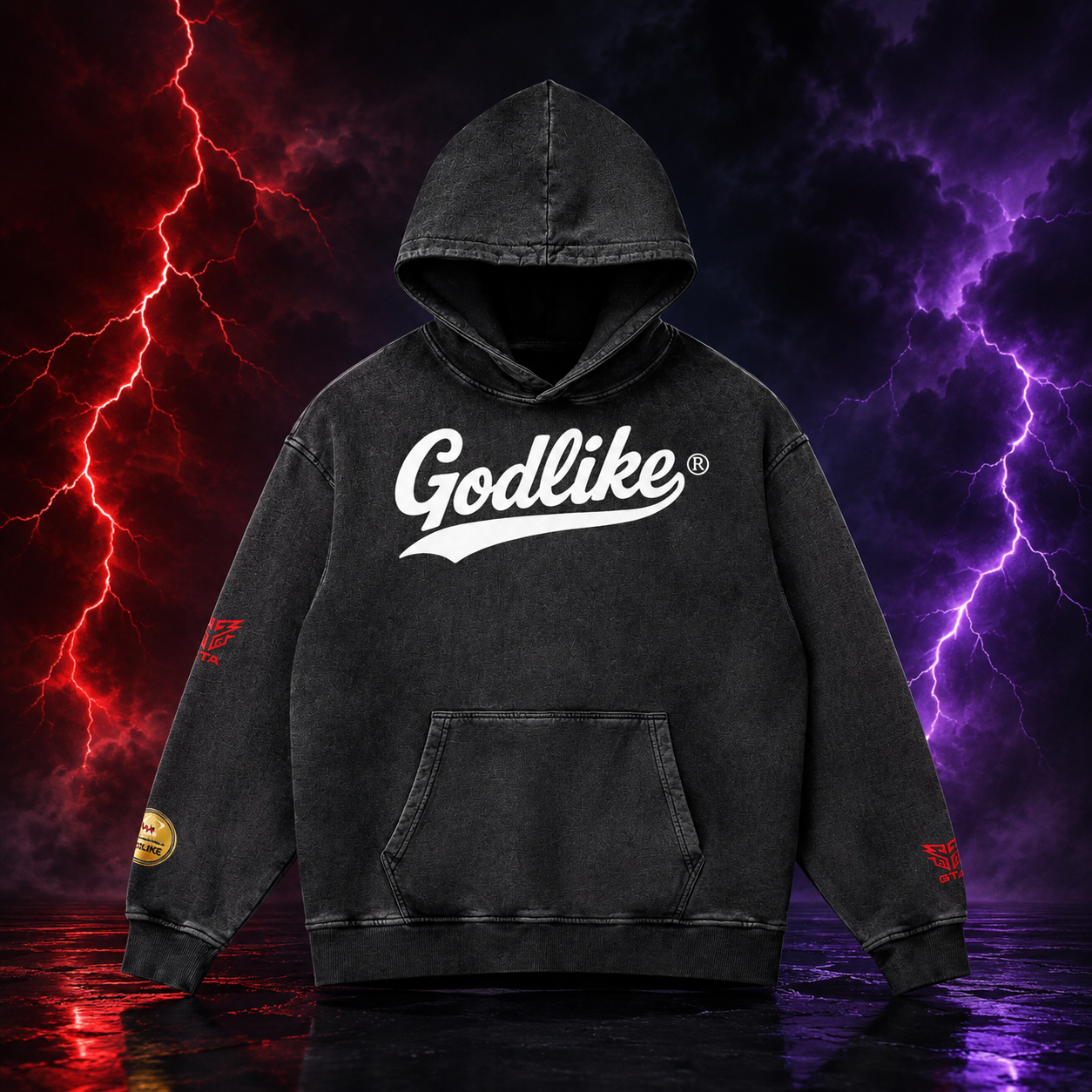 GLK NEW LOGO Snow Washed Loose Cotton Hoodie