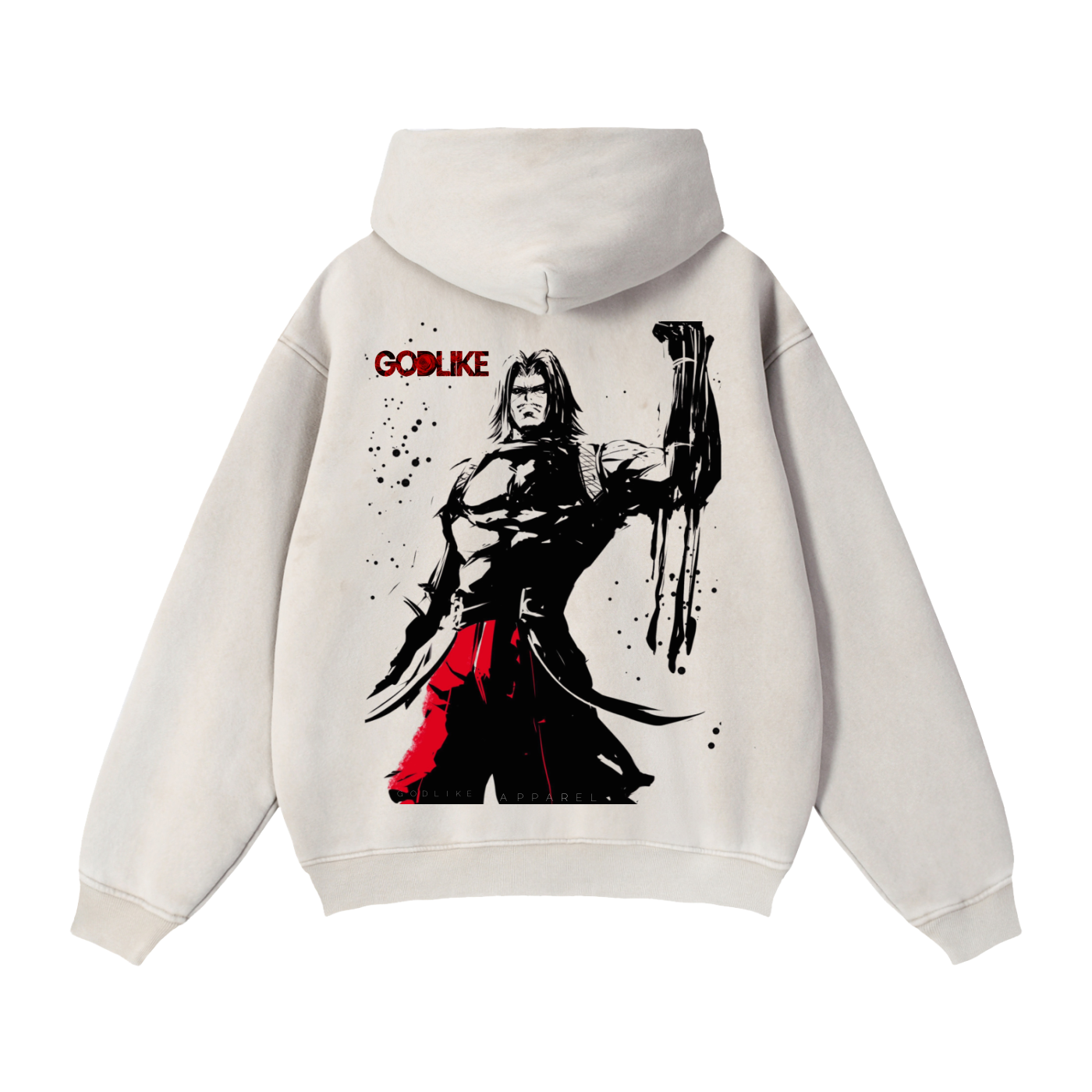 NEW GTA X GODLIKE LOGO PRINT  Zip-Through Boxy Fleece Hoodie – Heavyweight Black