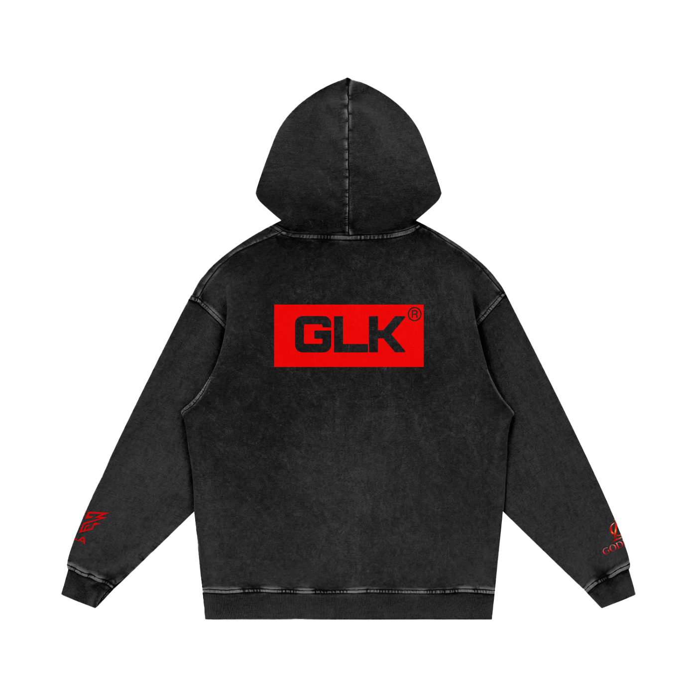GLK NEW LOGO Snow Washed Loose Cotton Hoodie