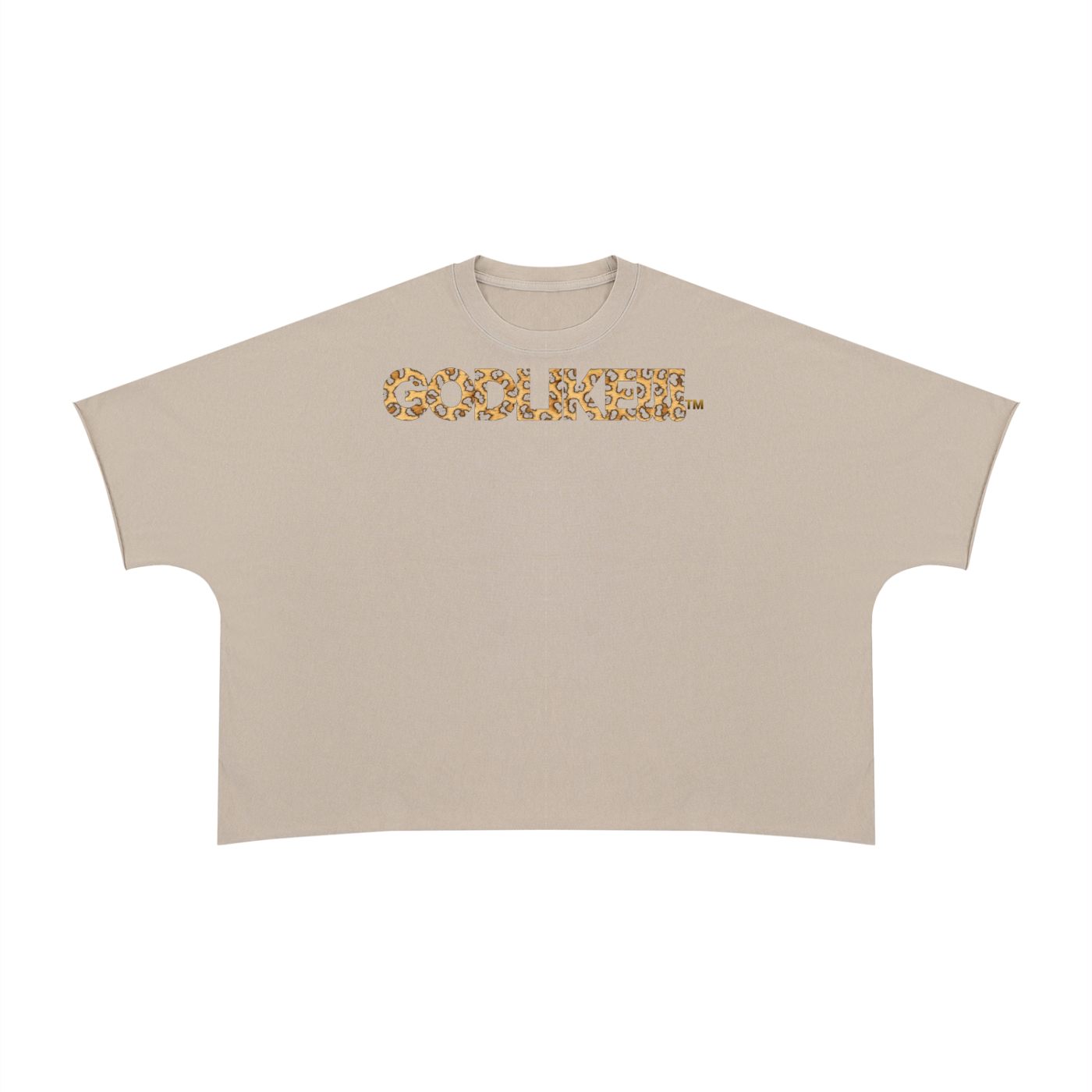 GodLike leopard print Unisex Heavyweight Boxy Raw Edge T-Shirt