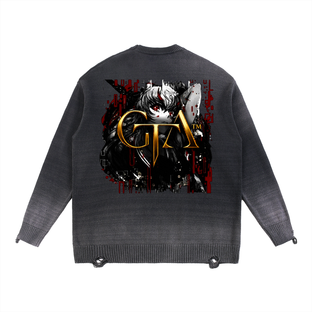 Sun Fade Distressed Ripped Crewneck sweater