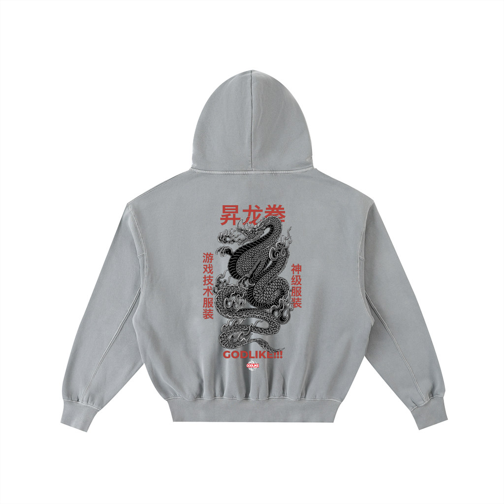 GLA GRAPHIC Frayed Enzyme Washed Fleece Hoodie