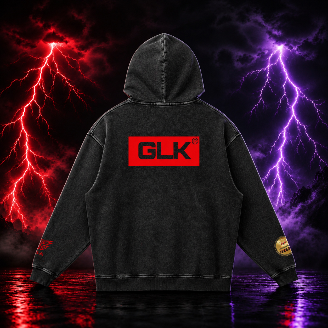 GLK NEW LOGO Snow Washed Loose Cotton Hoodie