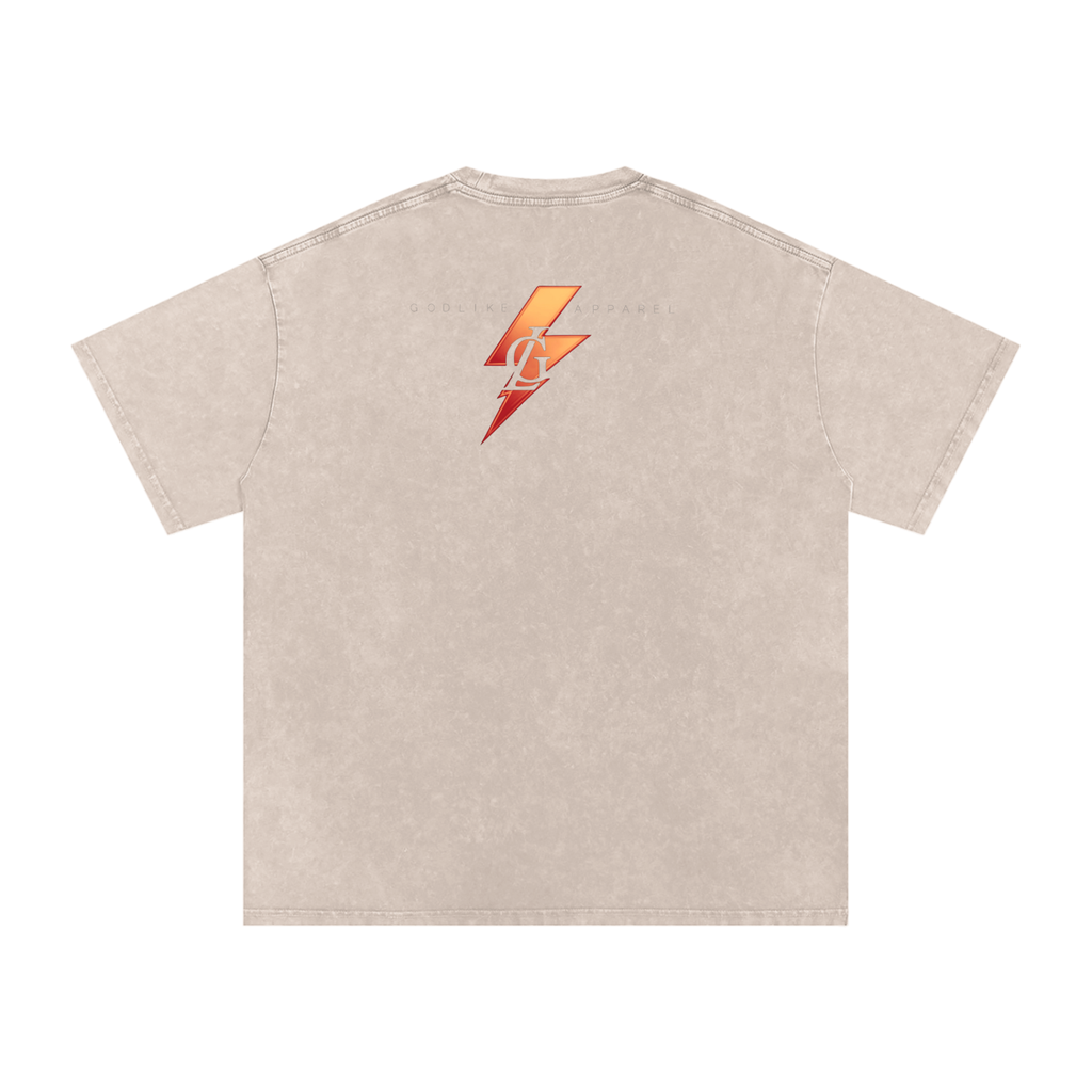 GODLIKE-APPAREL Snow Washed Oversized Tee – Beige Lightning Esports Fashion Edition