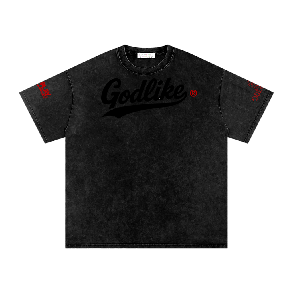 GLK New Script Logo – Shadow Authority Snow Washed Oversized Cotton T-Shirt