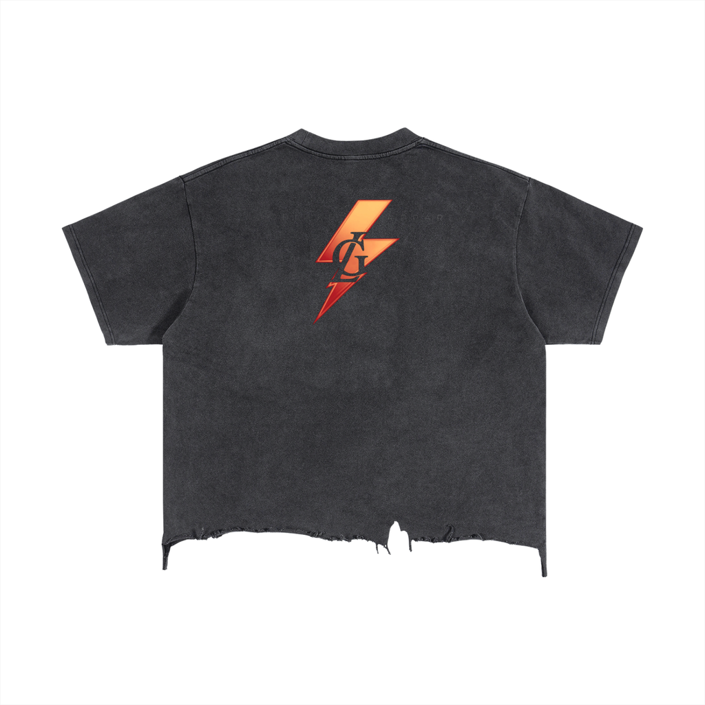 DRAGON GL LOGO Vintage Wash Boxy Distressed Hem T-Shirt