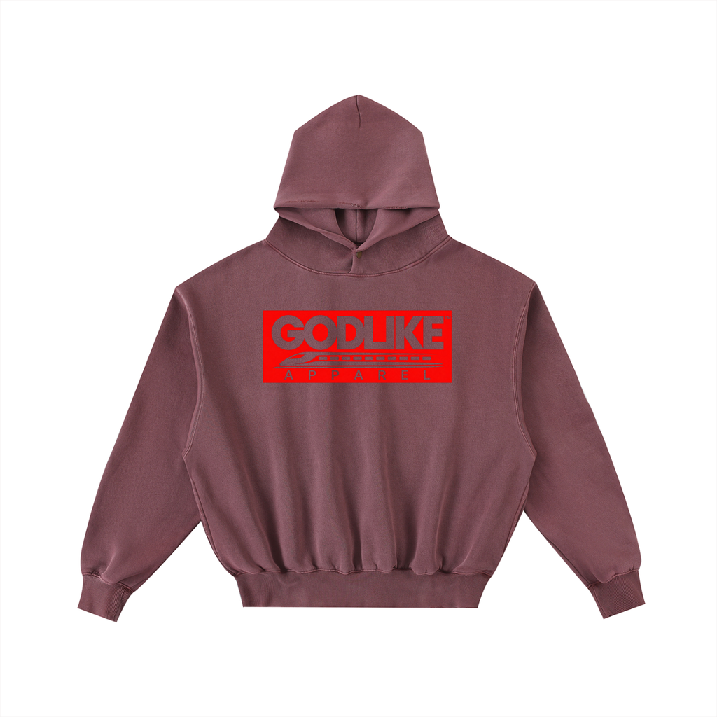 GLA GRAPHIC Frayed Enzyme Washed Fleece Hoodie