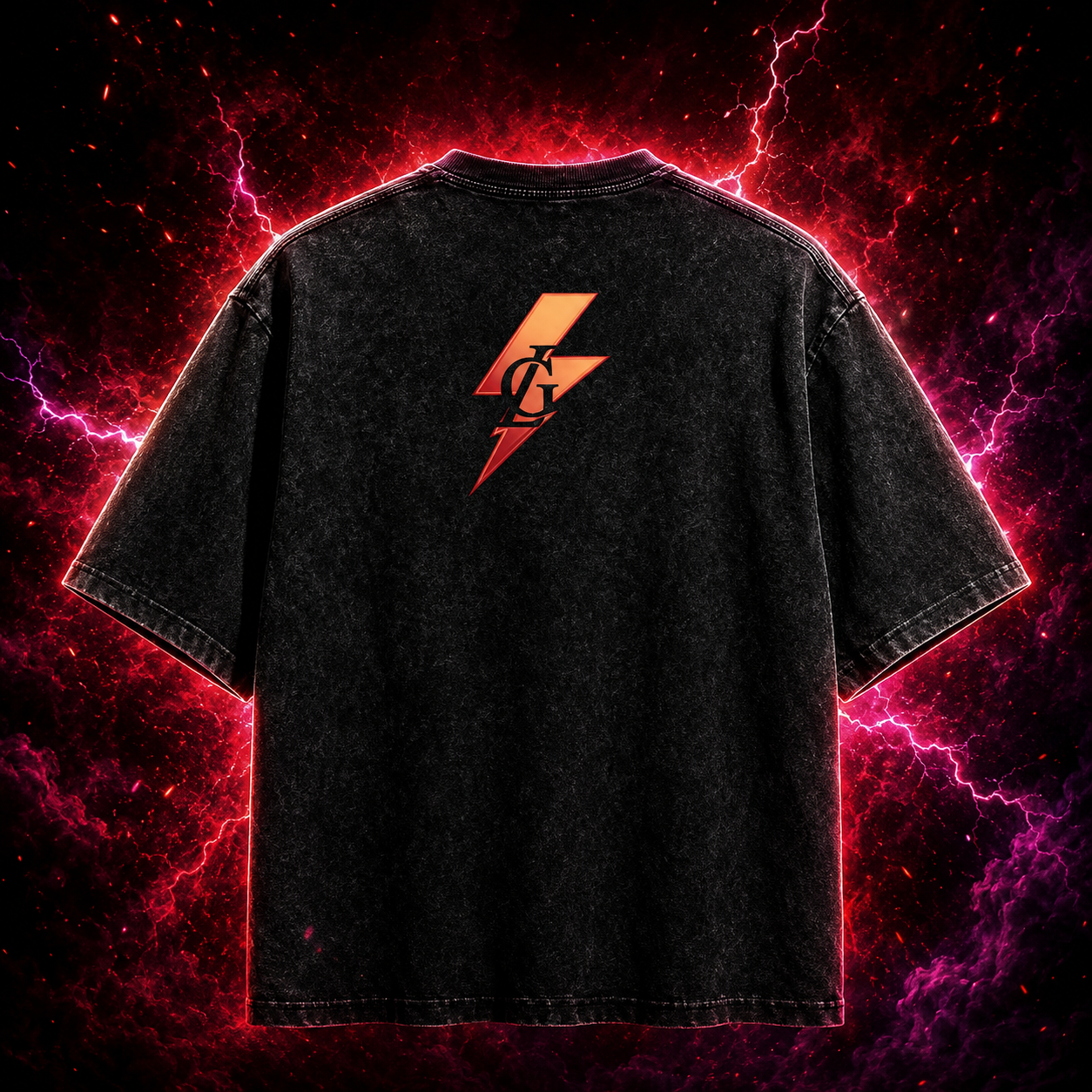 GODLIKE-APPAREL Snow Washed Oversized Tee – Beige Lightning Esports Fashion Edition
