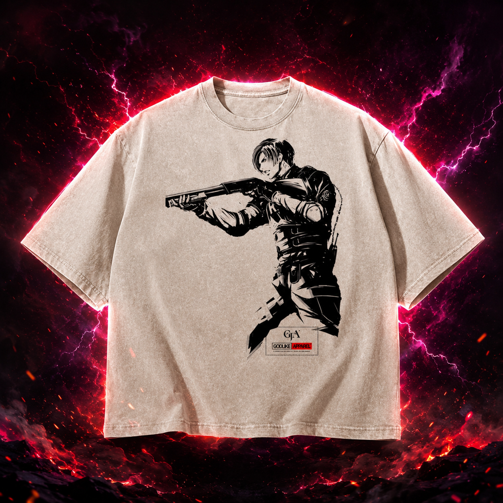 GODLIKE-APPAREL Snow Washed Oversized Tee – Beige Lightning Esports Fashion Edition